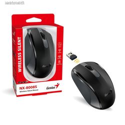 Wireless Mouse Genius NX-8008S, 1200 dpi, 3 buttons, Ambidextrous, Silent, BlueEye, 1xAA, Black