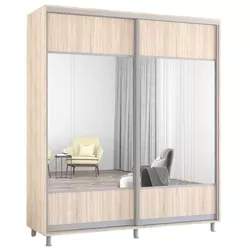 купить Шкаф Mobildor-Lux Раздвижные двери Aron-P из ДСП с горизонтальным зеркалом (200x60x200H см) Sonoma в Кишинёве 