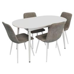 купить Комплект стол и стулья Evelin di Costacurta стол DT-533R Wh + 4 стула YTC-078Wh UF885-14 (Grey) в Кишинёве 