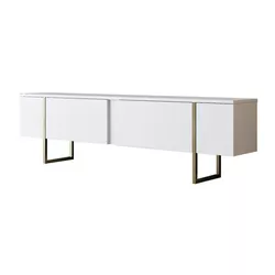 cumpără Comodă TV Trendy Lux, alb, auriu 180x50x30cm în Chișinău 