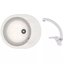 cumpără Chiuvetă bucătărie cu bateria Dr.Gans Berta 580 + SanDonna F 1069 alb în Chișinău 