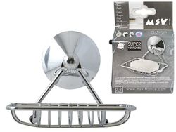 Мыльница настенная MSV 12X9cm, присоска Super Ventosas, хром