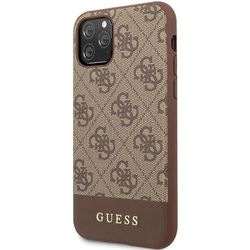 cumpără Husă pentru smartphone CG Mobile GLBR Guess 4G Stripe Cover for iPhone 11 Pro Max Brown (EU Blister) în Chișinău 