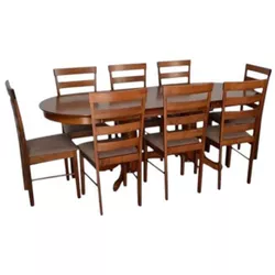 купить Комплект стол и стулья Evelin di Costacurta стол HV-31N Burnish Oak + 8 стульев Gloria Burnish oak/Ekea12 Dark Brown в Кишинёве 