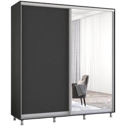 cumpără Dulap Mobildor-Lux Aron cu uși glisante din oglindă și PAL (210x60x210H cm) Anthracite în Chișinău 