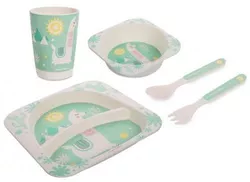 купить Посуда для кормления Canpol 9/213 Набор бамбуковой посуды 5 элементов Лама в Кишинёве 