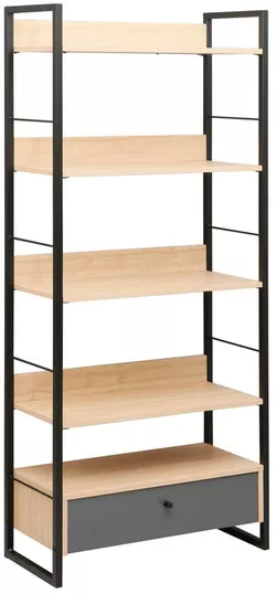 cumpără Raft de birou Deco Alto 5 nivele 70x30x159H Oak/Dark Grey/Black în Chișinău 