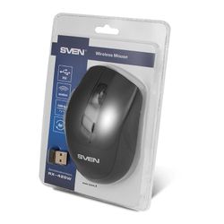 Wireless Mouse SVEN RX-425W, Optical, 800-1600 dpi, 6 buttons, Ergonomic, 1xAA, Black