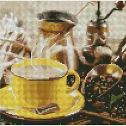 купить Картина по номерам Strateg CA-0037 Алмазная мозайка Свежая чашка кофе 30x30 в Кишинёве 