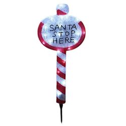 cumpără Figurină cu lumină Promstore 54492 Figurina cu iluminare, Santa Stop Here, 40LED, 78cm în Chișinău 