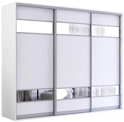 cumpără Dulap Mobildor-Lux Fox uși glisante din PAL cu elemente din oglindă (270x60x220H cm) Alb în Chișinău 