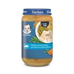 Gerber Пюре Junior рыба с морковью, горошком и клецками,12+ мес, 250 гр