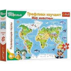 купить Головоломка Trefl 15580 Puzzles 48 Educational - Trefliks get to know the animals of the world (Ru) в Кишинёве 