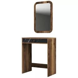 cumpără Măsuţa de toaletă Trendy Oglinda Lizbon Nuc, Negru, Marmura (masa de machiaj) (GTR001454) în Chișinău 