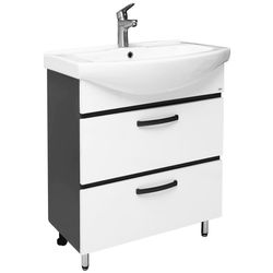 купить Шкаф под умывальник Mashtab 11335 Agat cu 2 sertare 75cm Alb-Antracit в Кишинёве 