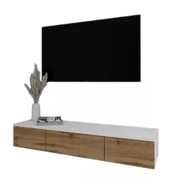 купить Тумба напольная для TV Smartex (16568) Т10 120 TV-Навесная Alb+Stejar inchis в Кишинёве 