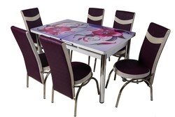 Set Kelebek ɪɪ 180 + 6 scaune Merchan violet cu alb