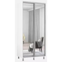 купить Шкаф Mobildor-Lux Раздвижные зеркальные двери Aron-P (130x60x210H см) Бриллиантовый белый в Кишинёве 