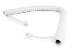 Telephone handset spiral cord, RJ10 (4P4C), 2 m, white, TC4P4CS-2M-W