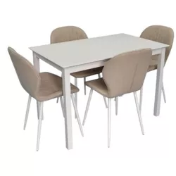 купить Комплект стол и стулья Evelin di Costacurta стол GLORIA White + 4 стула YTC-064Wh Bjorn-24 Light beige в Кишинёве 