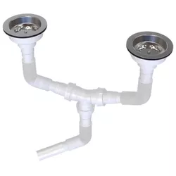 купить Сифон для кухонной мойки Uniplast LD312-50 dublu D.3.1/2"x50 preaplin si furtun gofrat 40/50(750mm) METLINE в Кишинёве 