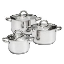 купить Кастрюля Ambition 68878 Cookware Set 6pcs With Lid, Berry, Stainless Steel, Tempered Glass в Кишинёве 