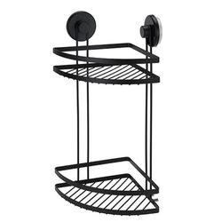 купить Полка для ванной Holland 28942 Raft de colt cu 2 nivele pe ventuze Bathroom 25x18x37cm, negru, metal в Кишинёве 