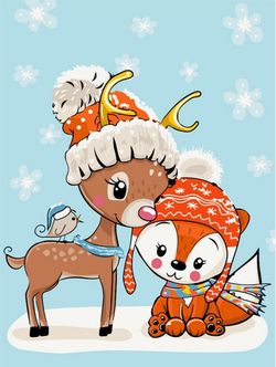 купить Картина по номерам BrushMe KBS0077FC 30x40 сm (fără cutie) Micul cerb cu vulpița в Кишинёве 