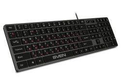 Keyboard SVEN KB-E5000, Low-profile, Island-style, Fn Keys, Black, USB
