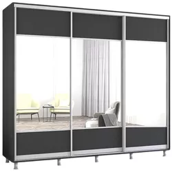 купить Шкаф Mobildor-Lux Aron uși glisante din PAL cu oglindă orizontal (250x60x200H cm) Anthracite в Кишинёве 