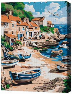 cumpără Tablou pe numere BrushMe RMG0013FC 30x40сm (fără cutie) Port liniștit în Chișinău 