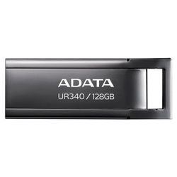 128GB USB3.1 Flash Drive ADATA "UR340", Black, Metal Case, Slim Capless, Keychain (R:Up to 100 MB/s)