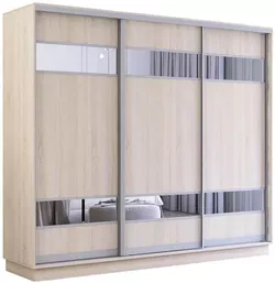 cumpără Dulap Mobildor-Lux Fox uși glisante din PAL cu elemente din oglindă (240x60x210H cm) Sonoma în Chișinău 