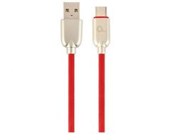 Blister Type-C /USB2.0, AM/CM,  1.0m, Cablexpert Premium Ruber Black, CC-USB2R-AMCM-1M