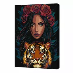 cumpără Tablou pe numere Ideyka KHO8481 30x40cm Eco, Privire pradatoare cu vopsele metalic extra în Chișinău 