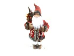 Дед Мороз в красной шубе с елкой 80cm