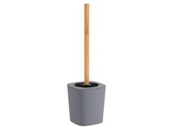 Щетка WC c подставкой Tendance Rubber, ручка бамбук, сер