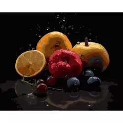 купить Картина по номерам Strateg 58059 Compozitia fructelor 40x50cm (fundal negru) в Кишинёве 