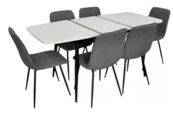 cumpără Set masă și scaune Evelin di Costacurta стол DT-532R B + 6 стульев YTC-078B Bjorn-13 (Grey) în Chișinău 