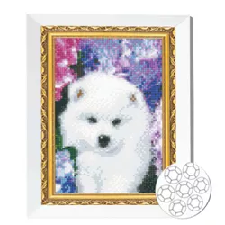 купить Картина по номерам Art Gallery JS27508 Mozaic cu diamante 20x30cm Catelus alb pufos в Кишинёве 