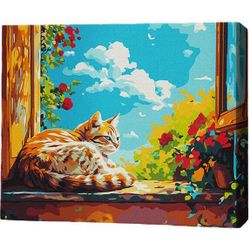 купить Картина по номерам BrushMe MG0011FC 40х50cm (fără cutie) Pisică la fereastră в Кишинёве 