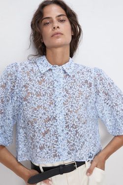 Bluza ZARA Albastru deschis cu imprimeu 4437/252/400