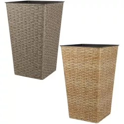 купить Цветочный горшок ProGarden 27845 Ghiveci p/u flori din plastic "Impletitura" 28X28cm, H45cm, natural si gri, ratan/ plastic в Кишинёве 