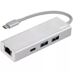 купить Переходник для IT Hama 200108 USB-C Multiport, 4 Ports, 2 x USB-A, LAN в Кишинёве 