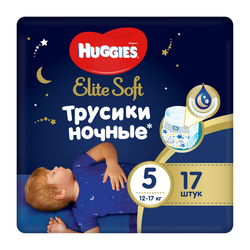 Ночные трусики Huggies Elite Soft Overnights 5 (12-17 kg), 17 шт.