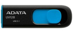16GB USB3.1 Flash Drive ADATA "UV128", Black-Blue, Plastic, Slider (R/W:40/20MB/s)