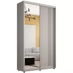 cumpără Dulap Mobildor-Lux Compact uși glisante Oglindă + PAL cu ornament grecesc (130x45x210H cm) Grey în Chișinău 