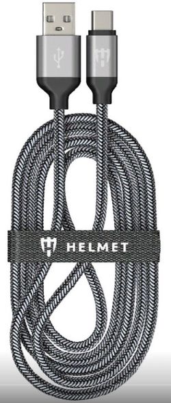 Helmet Cable USB to Lightning Nylon 2m, White/Black