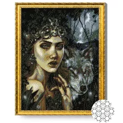купить Картина по номерам Art Gallery GA77240 Mozaic cu diamante Fata si lupul 40x50cm в Кишинёве 