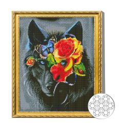 купить Картина по номерам Art Gallery GA86356 Mozaic cu diamante 40x50cm Lup in flori в Кишинёве 